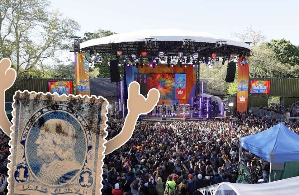 Meme de un sello gigante viendo un concierto
